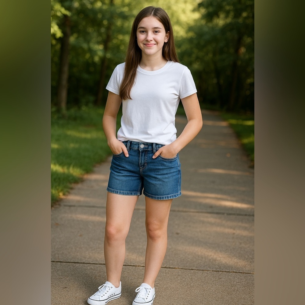 Cato White and Blue Denim Shorts Comfortable Fit